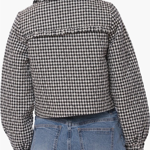 Avec Les Filles spring Jacket quilted black and white checkered ribbon tie - Picture 7 of 9